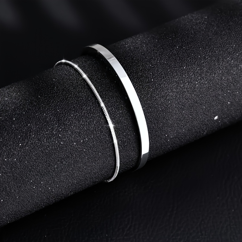 Men's 2pcs Fashion Stainless Steel Stackable Bracelet Set